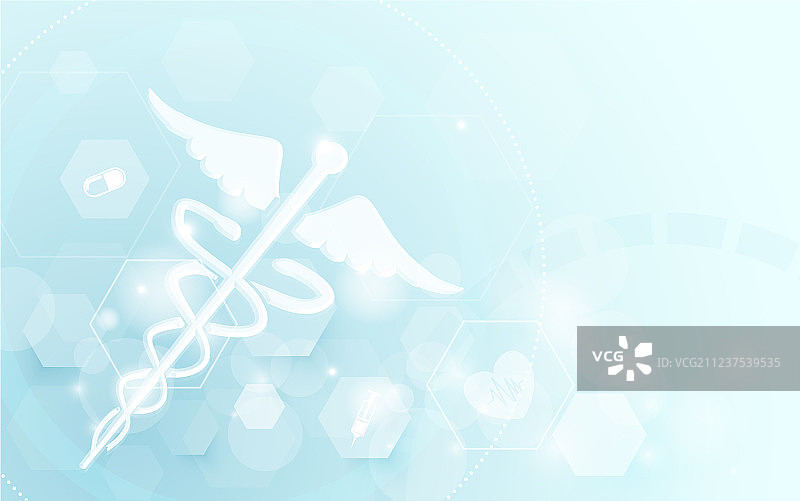 卡杜凯西斯医疗符号和抽象几何图形图片素材