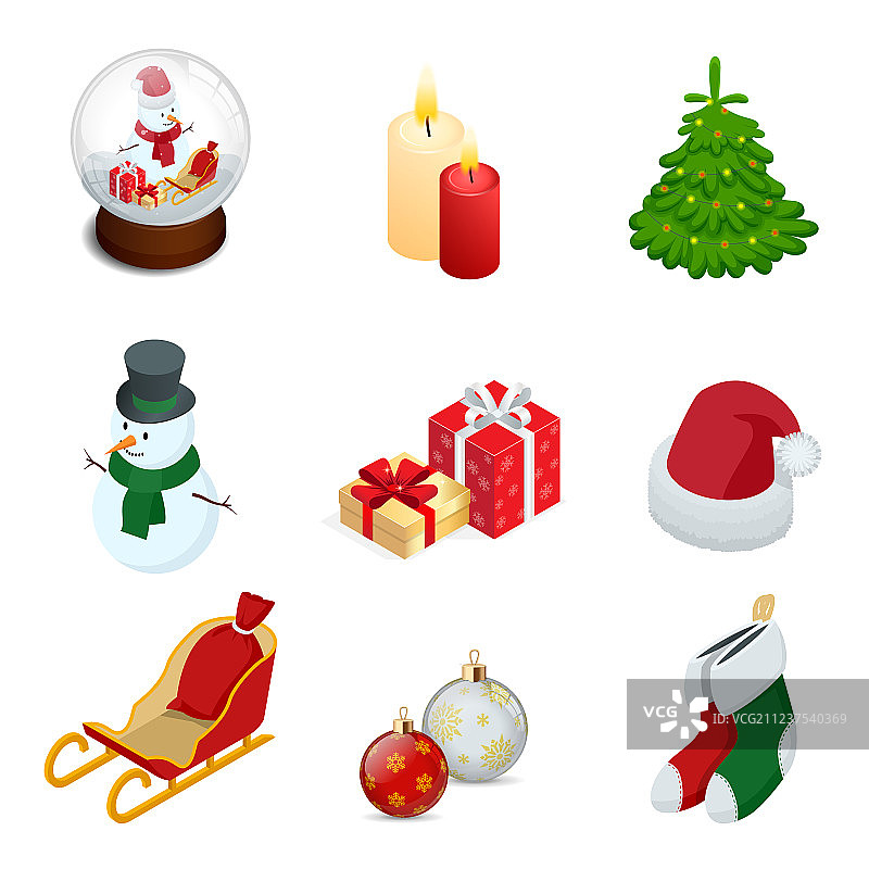 2.5D圣诞新年节日组件图片素材