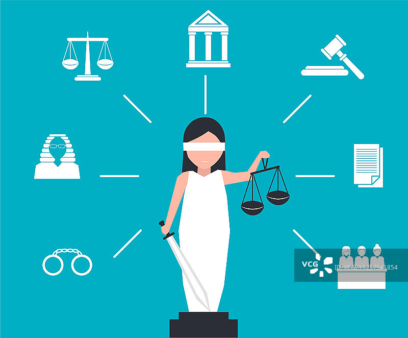 扁平风格的正义女神图片素材