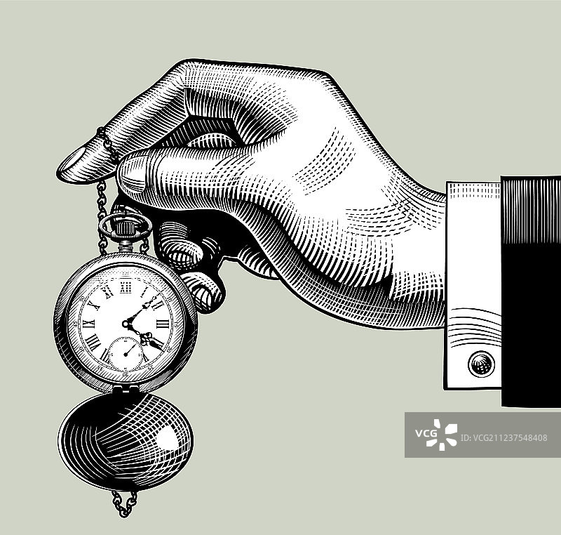 手持复古怀表图片素材
