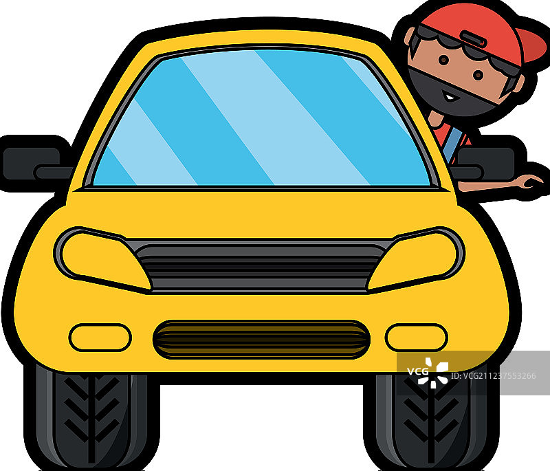 卡通机械师和汽车图标图片素材