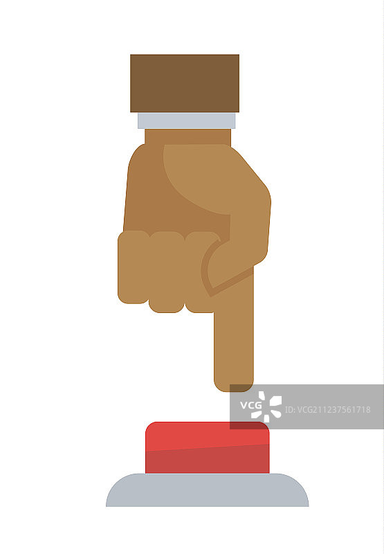 男人按下白色背景上的按钮图片素材