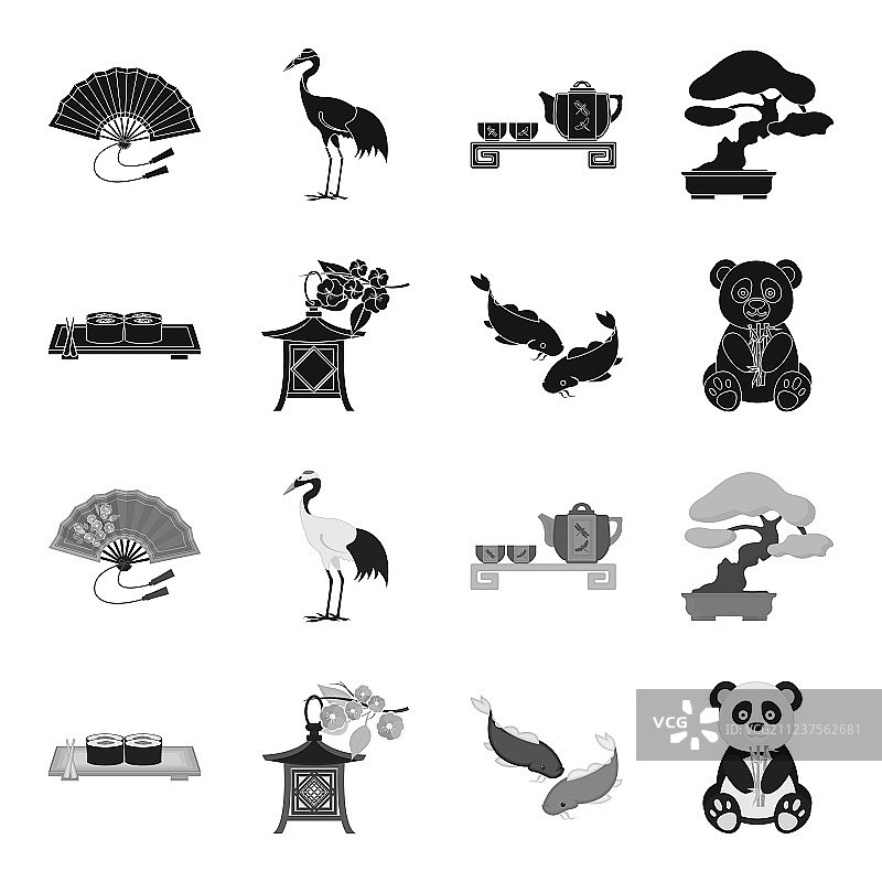 寿司锦鲤日式灯笼熊猫日式元素组合图片素材