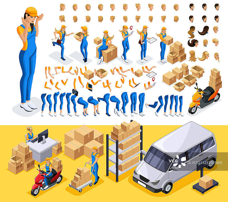 2.5D快递员角色创建图片素材