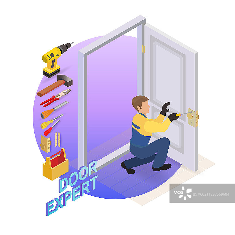 2.5D室内维修概念图片素材