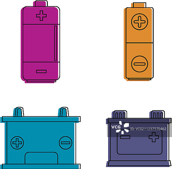 电池图标彩色轮廓样式图片素材