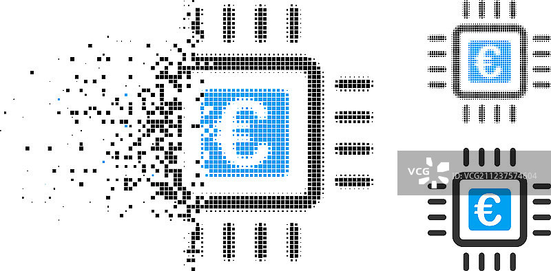 溶解点状半色调欧元处理器图标图片素材