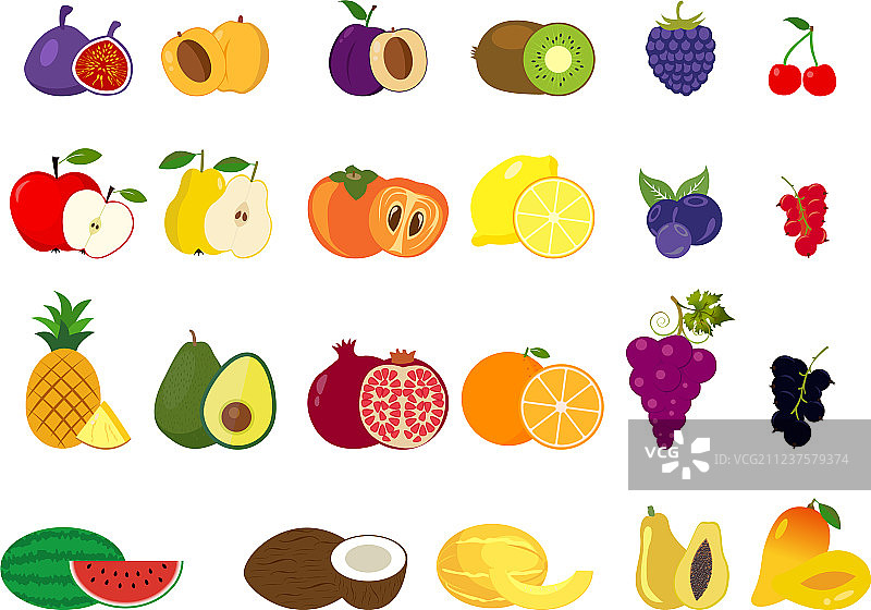 不同种类的水果图标合集图片素材