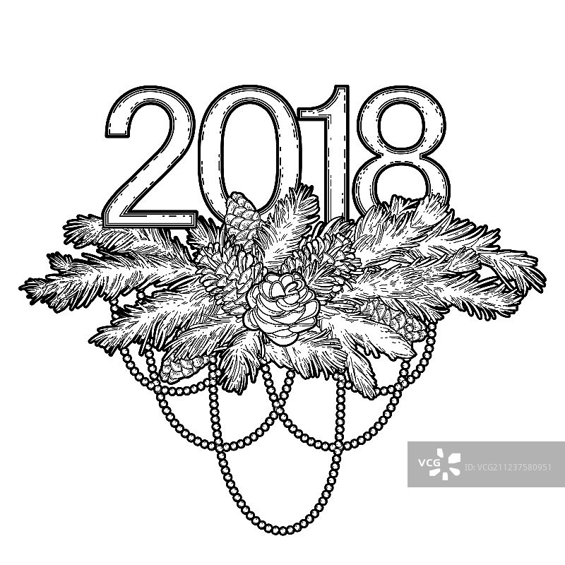 2018新年针叶树设计图片素材