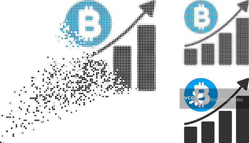 像素化半色调比特币条形图图片素材
