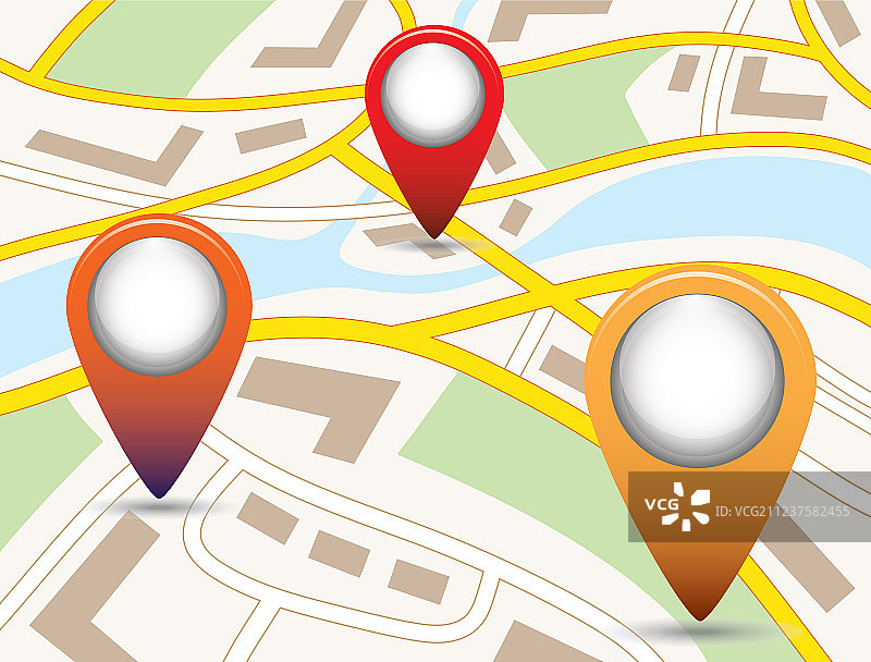 地图上的旅游服务地图指针套装图片素材