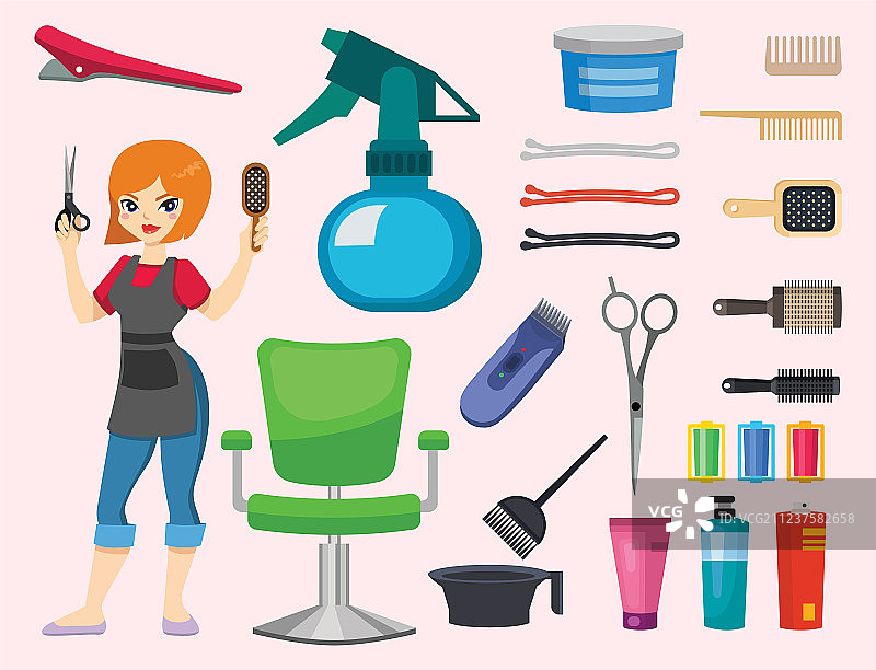 时尚理发师与理发推子图片素材