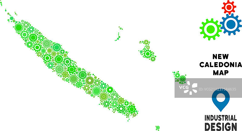 齿轮新喀里多尼亚群岛地图拼贴图片素材