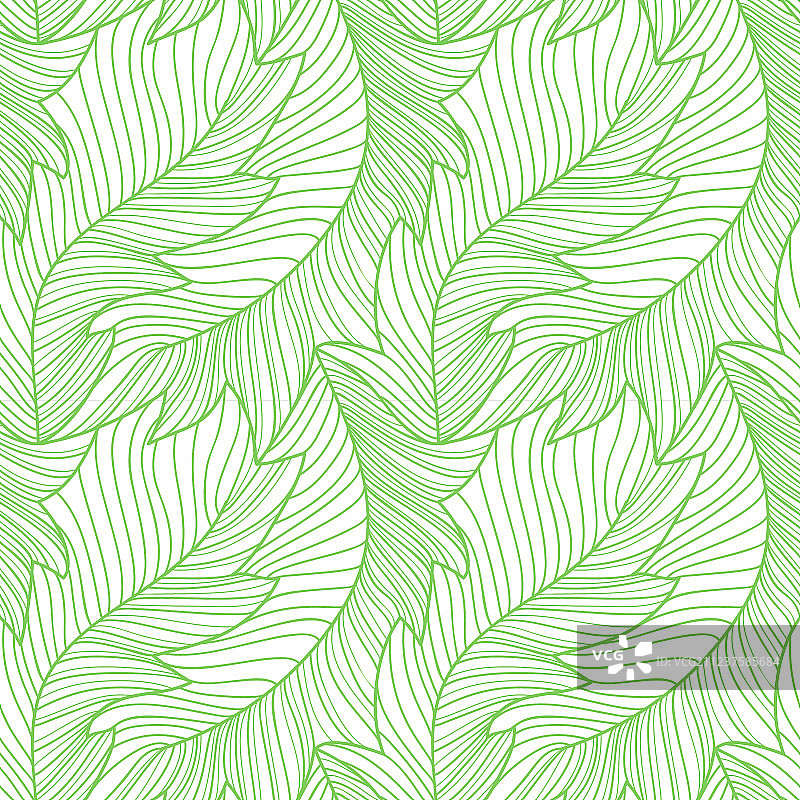 香蕉叶线性雕刻无缝图案图片素材