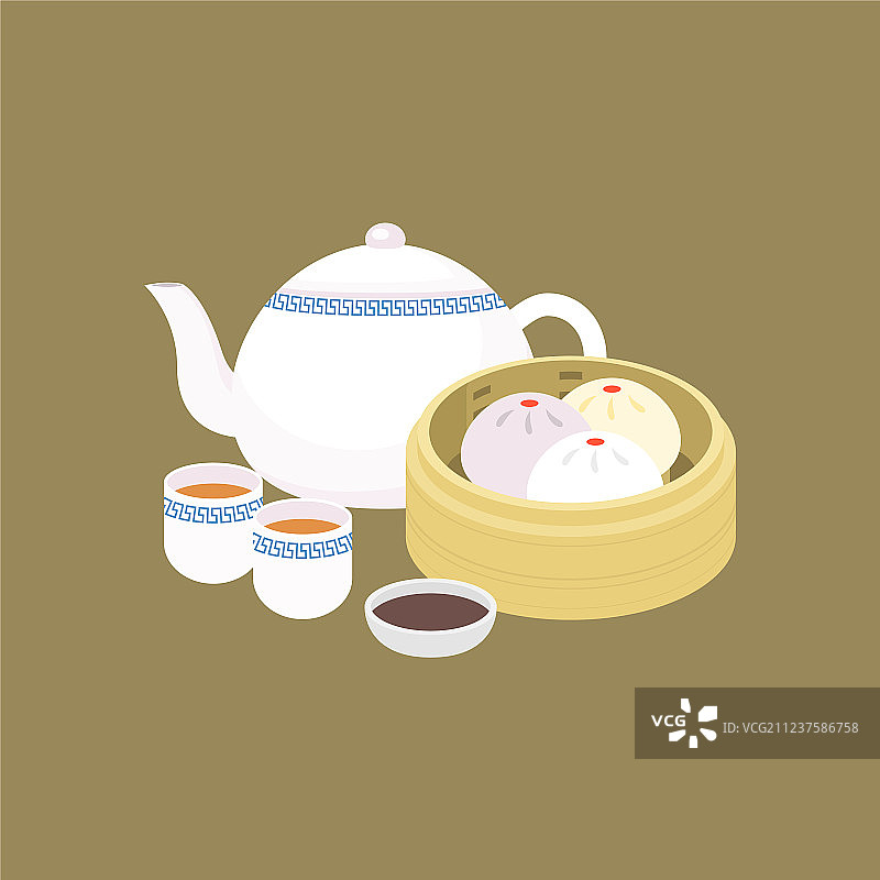 中式点心：蒸笼里的包子图片素材