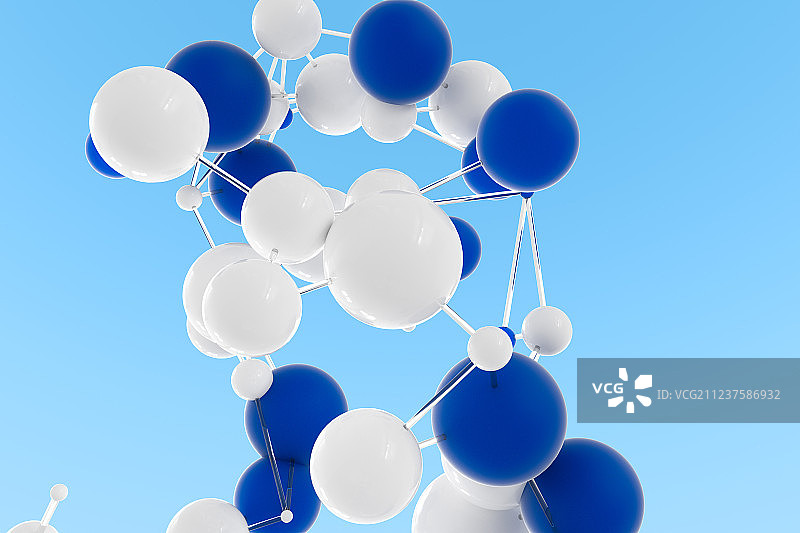 生物与基因线条，微观视角，三维渲染图片素材