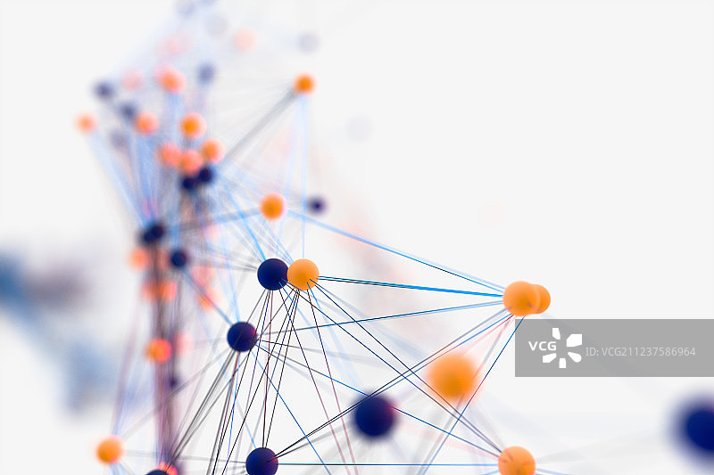 生物与基因线条，微观视角，三维渲染图片素材