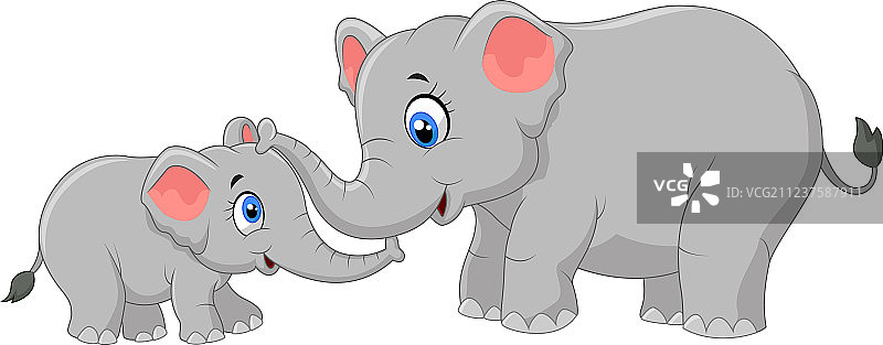 大象母子温馨漫步图片素材