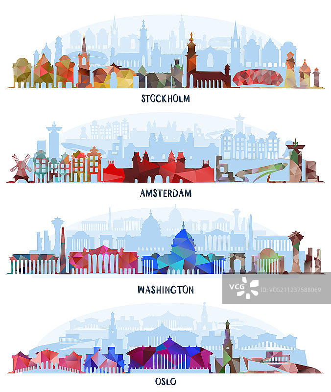 斯德哥尔摩阿姆斯特丹华盛顿奥斯陆城市风光图片素材