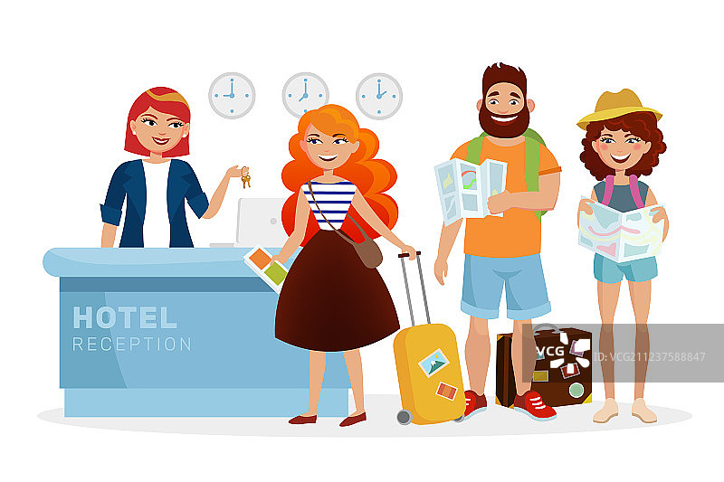 酒店前台办理入住登记图片素材