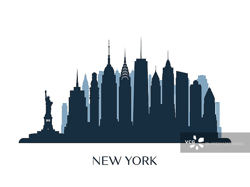 纽约天际线单色剪影图片素材