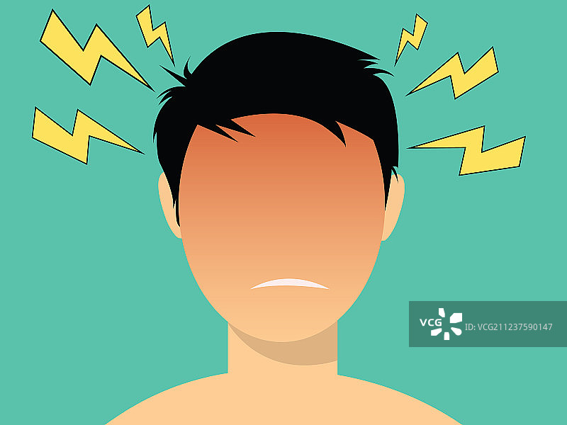 红头头痛男子图片素材