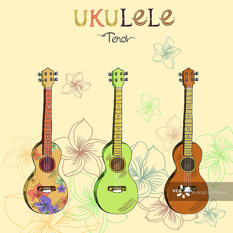 次中音尤克里里琴套装图片素材