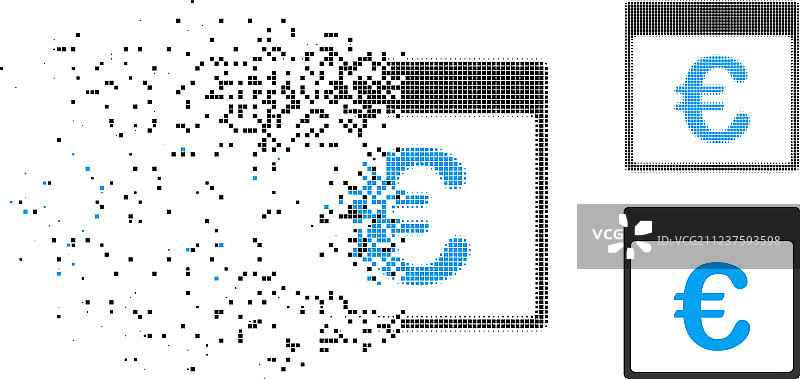 碎片化像素半色调欧元日历图片素材