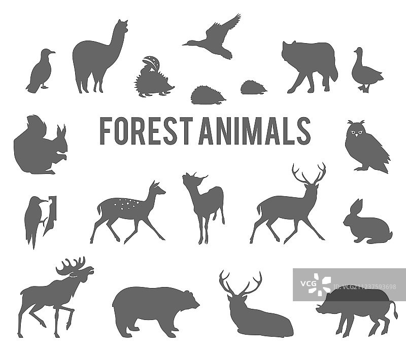 森林动物剪影合集图片素材