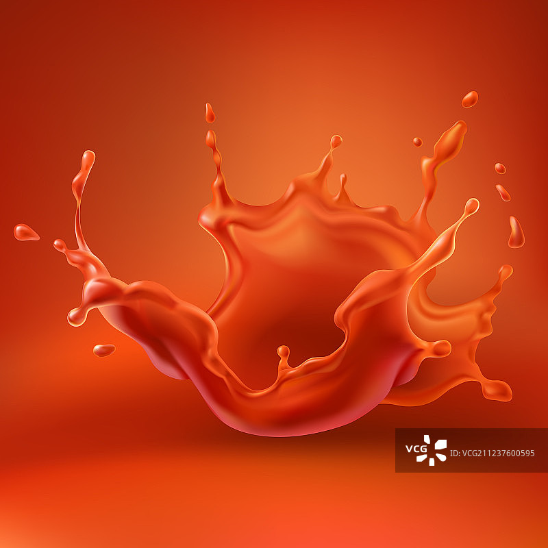 番茄汁飞溅的逼真效果图片素材