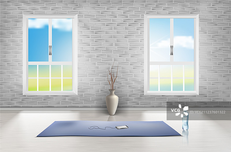 瑜伽空旷房间工作室样机图片素材