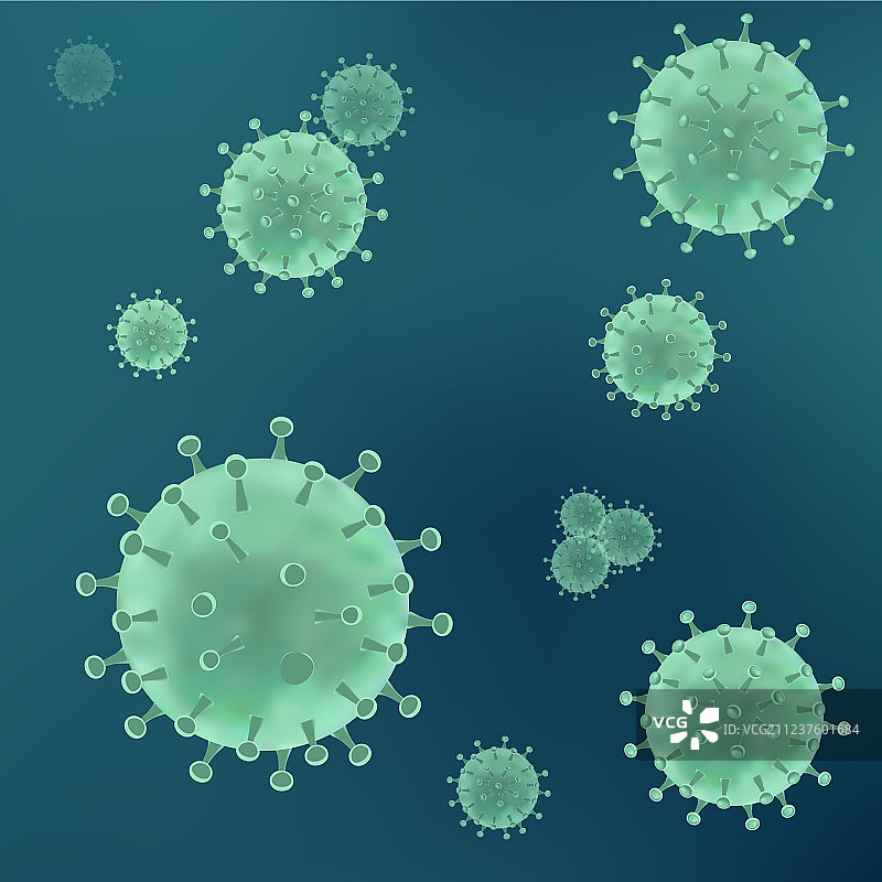 绿色显微镜下的逼真病毒图片素材