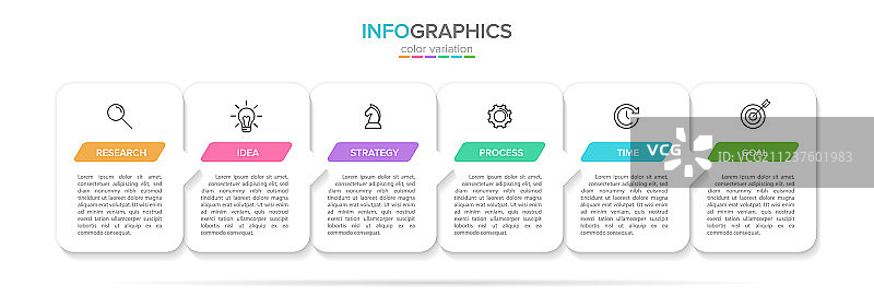 概念箭头商业模式以6个连续图片素材