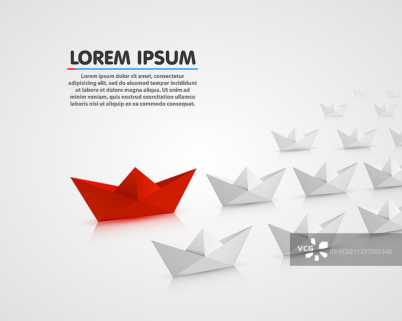 带领者纸船与众不同的红色物体图片素材