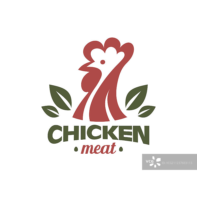 风格化的公鸡和小鸡标志模板图片素材