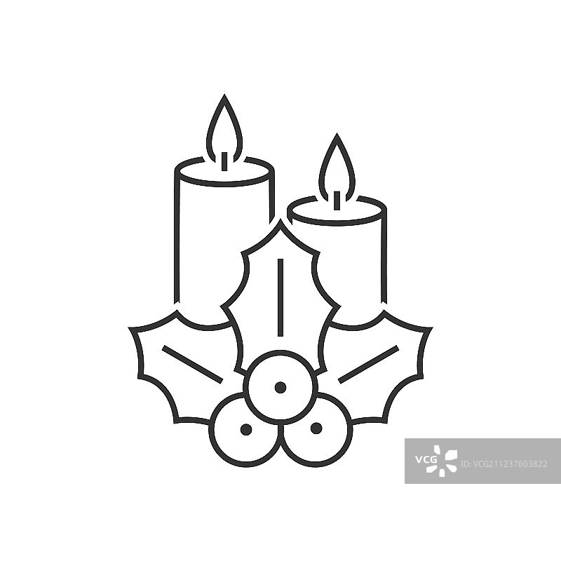 冬青果圣诞蜡烛图片素材