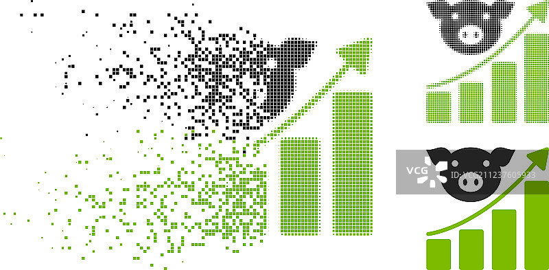 虚线半色调生猪增长图表图标图片素材