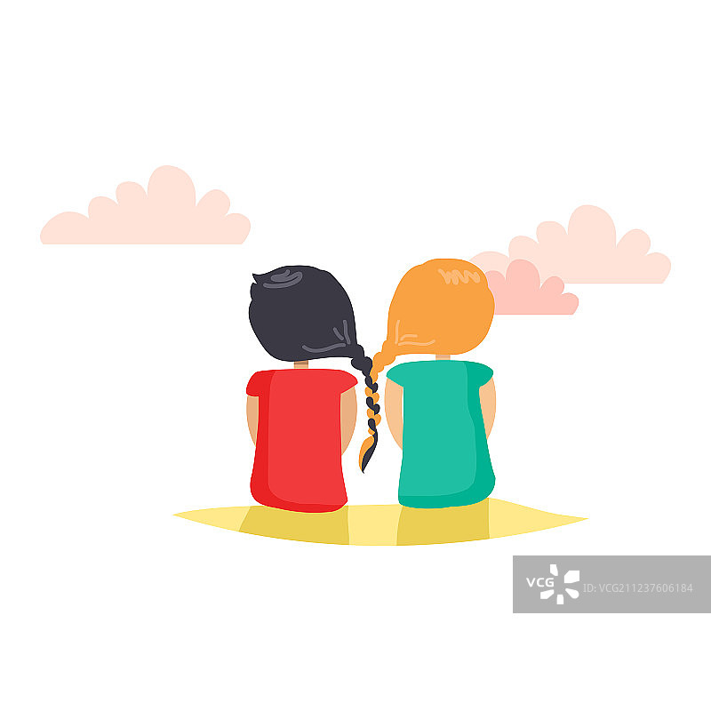 两个编着紧密辫子的女孩图片素材