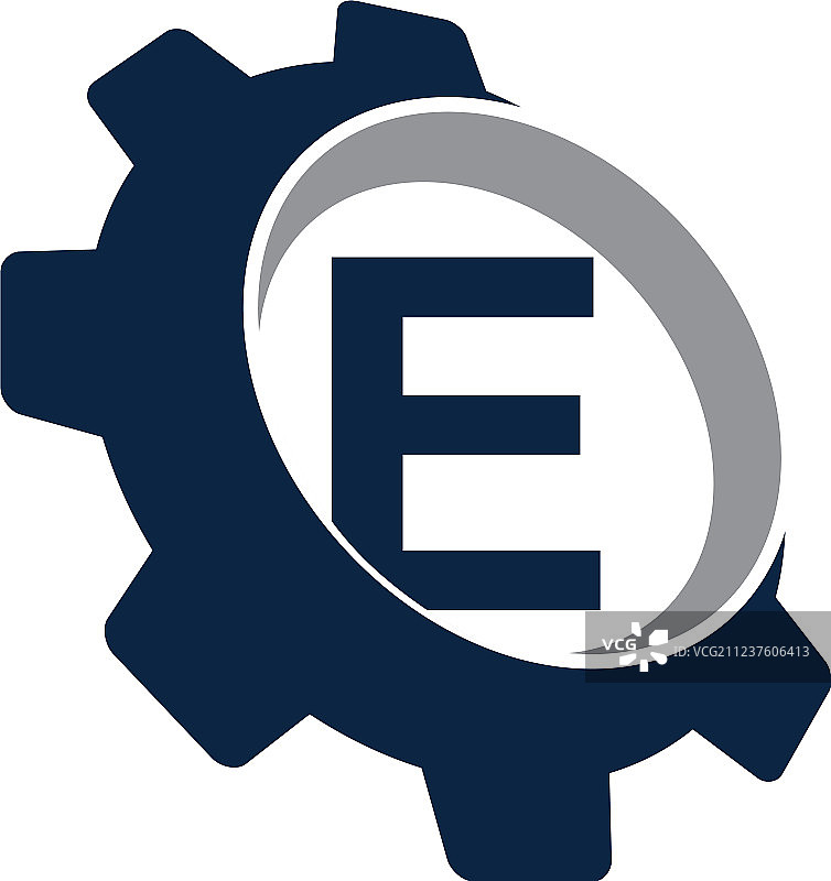 字母E齿轮Logo图片素材