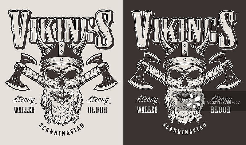 带有维京人头像的T恤印花图片素材