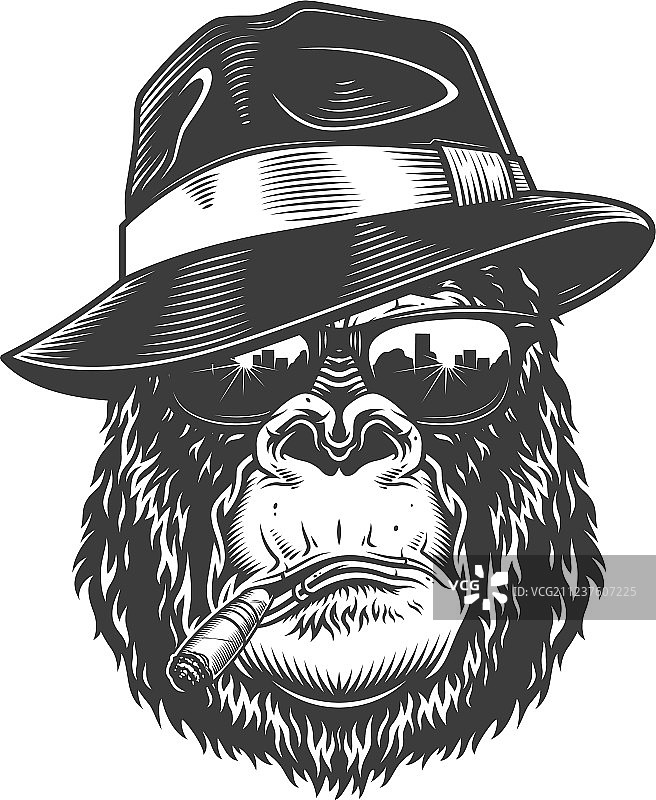 单色风格的猩猩头像图片素材