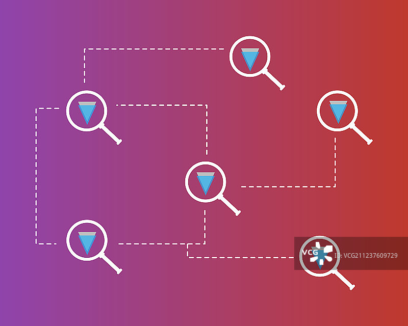 放大镜背景上的区块链边缘图片素材