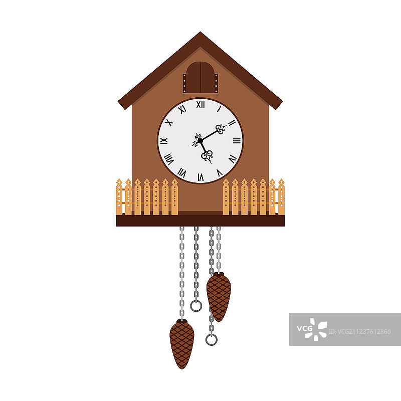 美丽的布谷鸟钟，白色背景图片素材