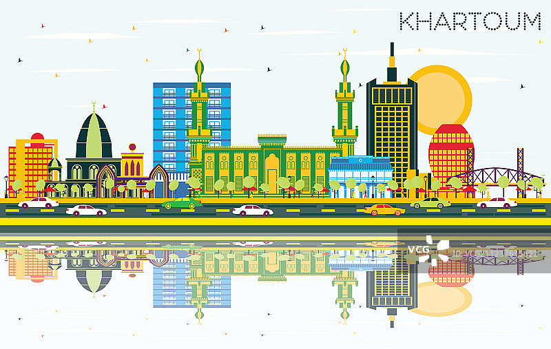 喀土穆苏丹城市天际线彩色建筑图片素材