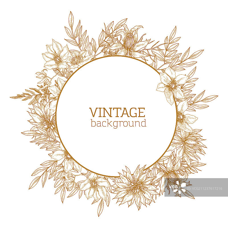 圆形花卉背景装饰框架图片素材