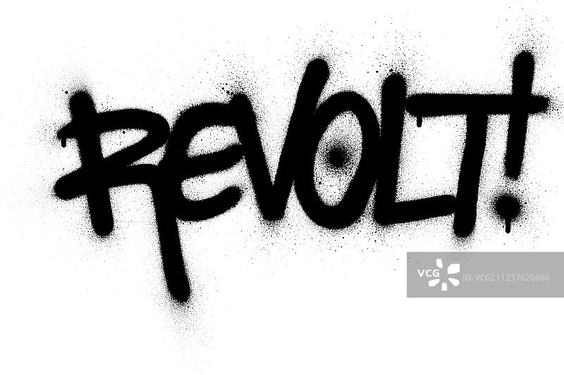 黑色涂鸦“反抗”字样，白色背景图片素材