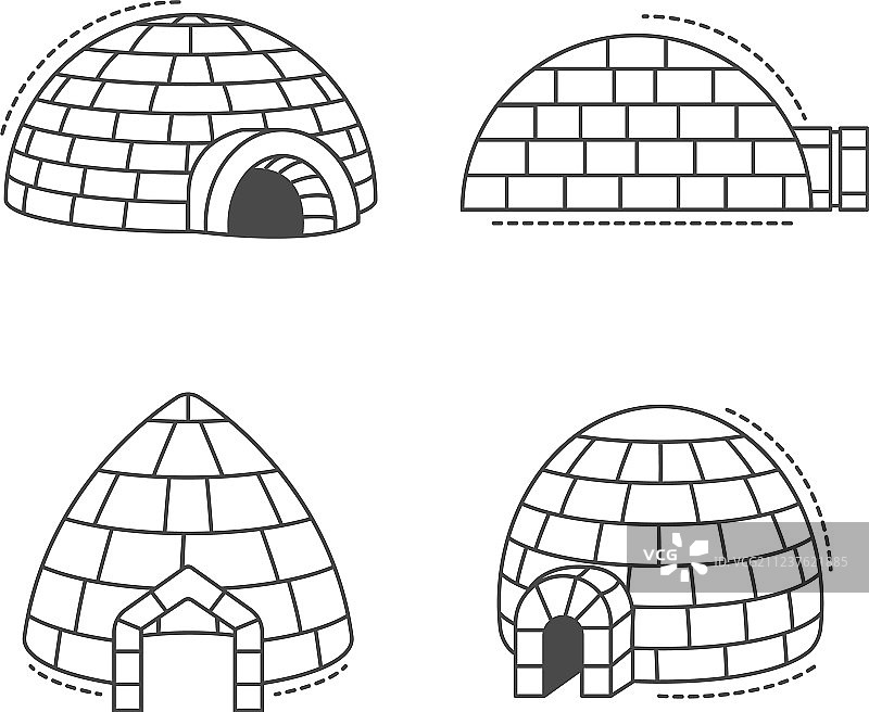 爱斯基摩冰屋图标轮廓样式图片素材