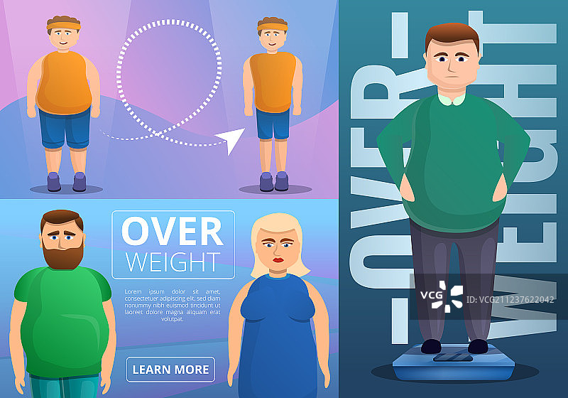 肥胖主题banner套装（卡通风格）图片素材