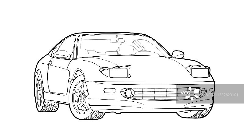 黑色线条的扁平跑车图片素材