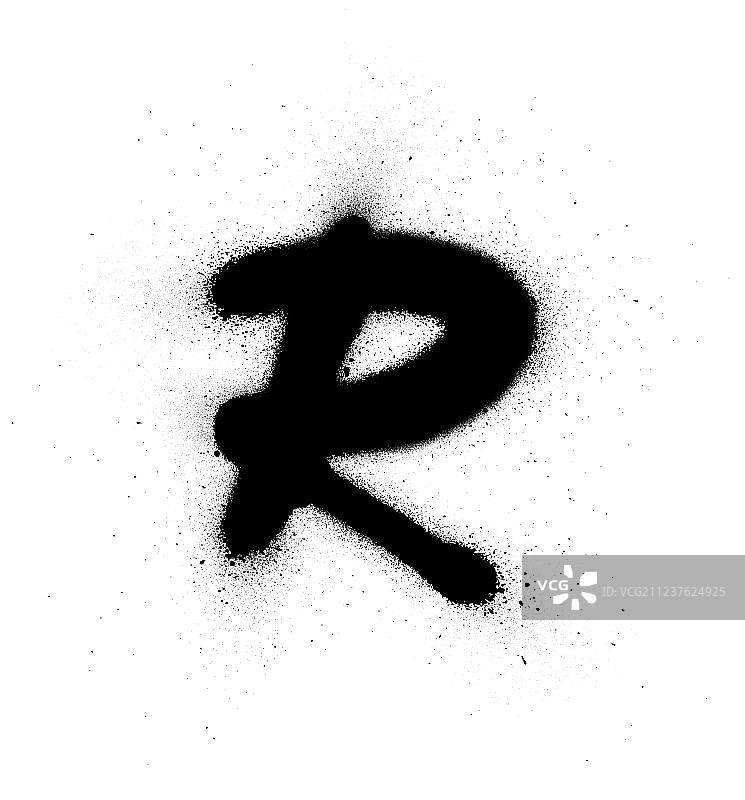 白色背景黑色喷涂涂鸦细r字体图片素材